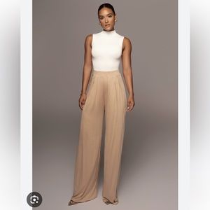 NEW JLUXBASIX TAN DEVYN WIDE LEG PANTS S, SOLD OUT